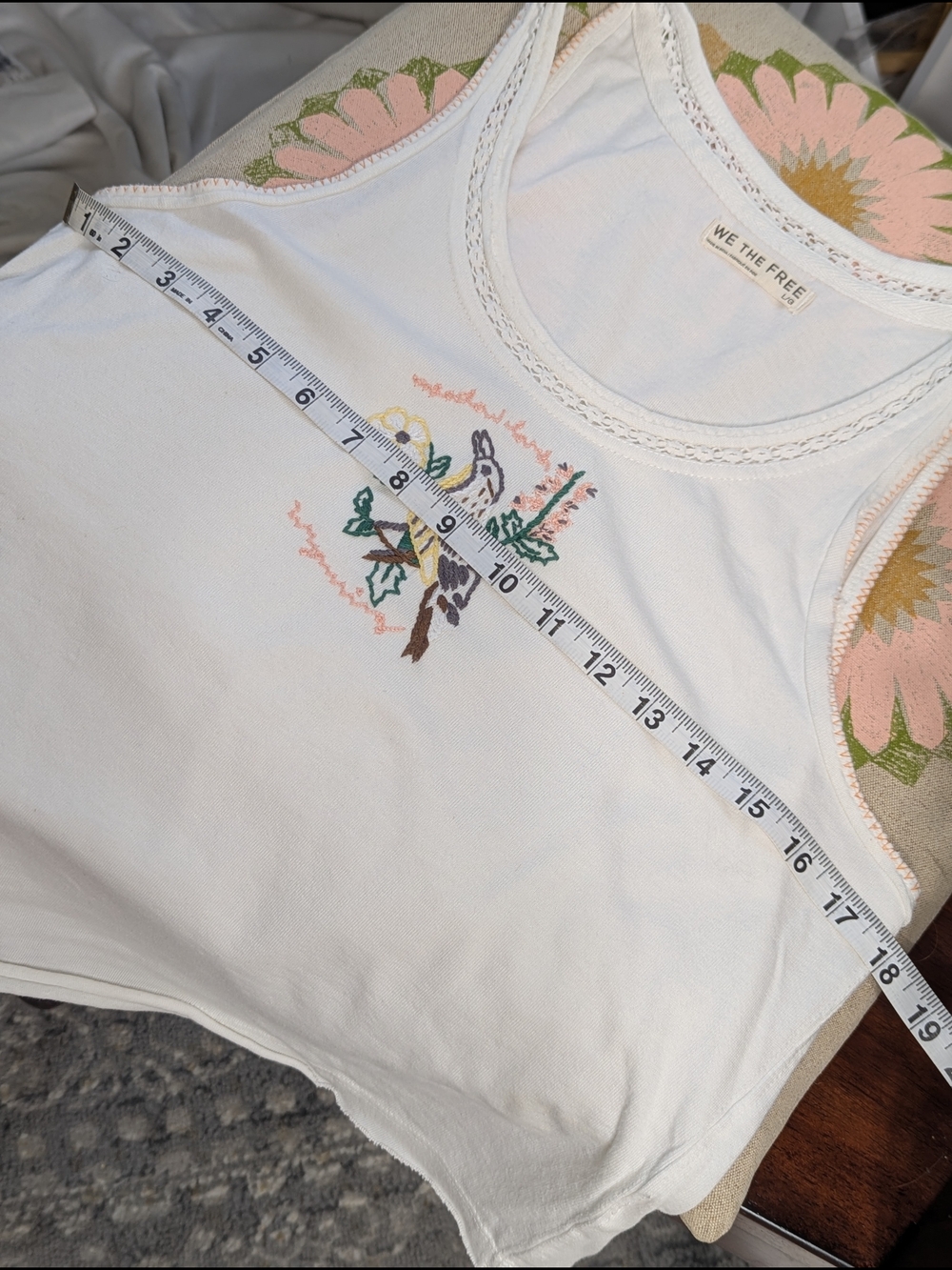 We The Free White Cotton Embroidered Tank with Bird - Picture 10 of 12